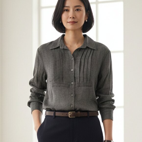 Harshman Tops - HARSHMAN Drea Stripe Silk Linen Button-Up Tunic Blouse Small Luxury NWT $244